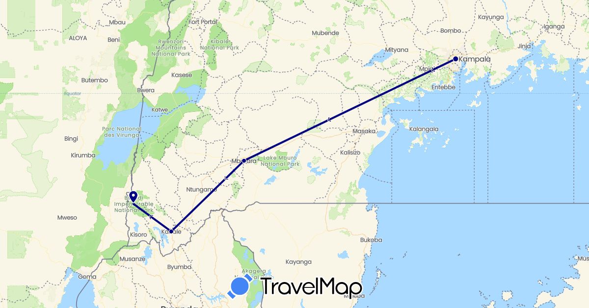 TravelMap itinerary: driving in Uganda (Africa)