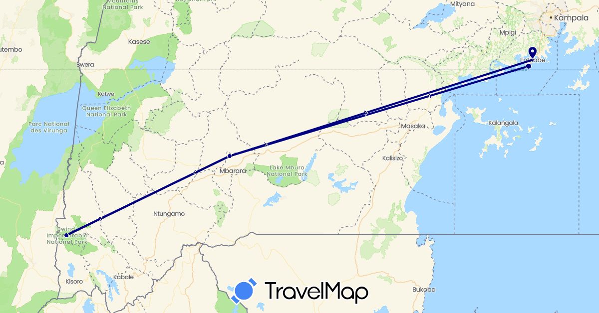 TravelMap itinerary: driving in Uganda (Africa)